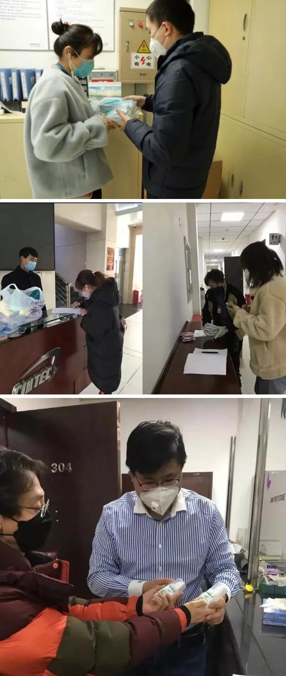 發(fā)放防護物資：口罩、手套、消毒液、洗手液